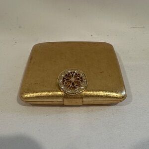 vintage avon powder compact Rhinestone Gold Tone